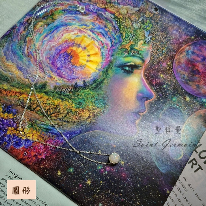 蛋白石鑽切925銀鎖骨鍊/歐珀/澳寶(Opal) 十月誕生石項鍊 925純銀墜子 幸福與希望、靈感與藝術