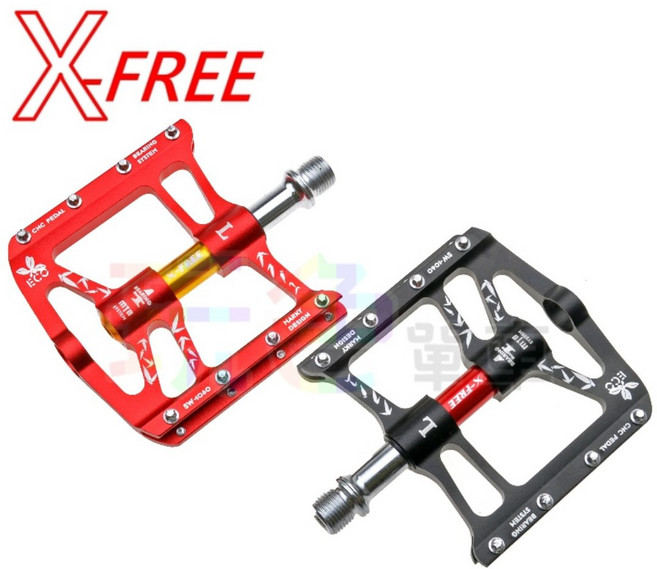 X-FREE【1060】鋁合金輕量化CNC四培林大踏面自行車踏板, 1個