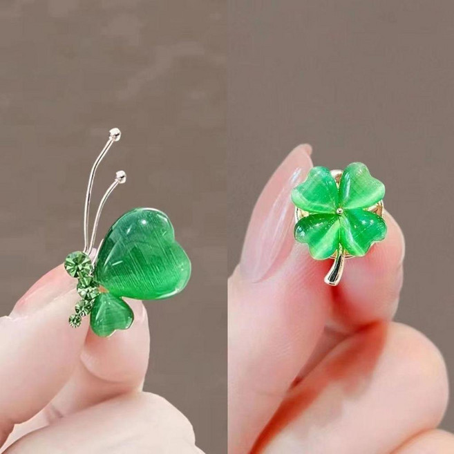 新款綠蝴蝶與四葉草小胸針胸花別針配飾