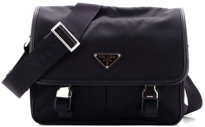 프라다 중고 더블 버클 플랩 메신저 리나일론 사피아노 미디엄 크로스 백