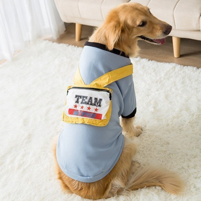 Gurupet 寵物絨衣 中大型犬保暖服飾, 藍色背包衛衣, 1個