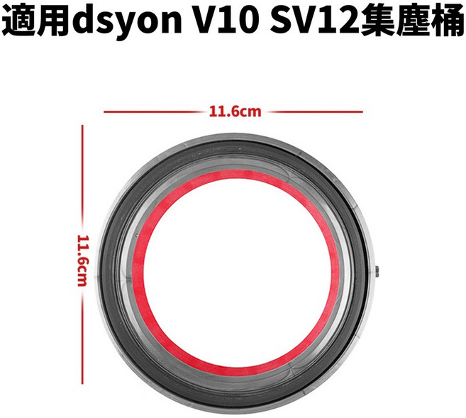 適用 Dyson V11 V10 集塵桶密封圈, 1個, V10/SV12 (不適用V12), V10/SV12