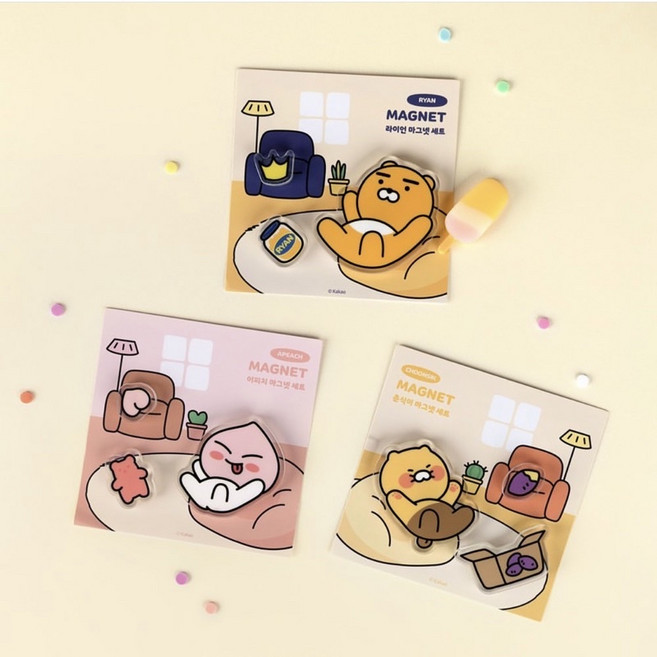 KAKAO FRIENDS 壓克力磁鐵組 (萊恩/桃子/春植), 桃子, 1個
