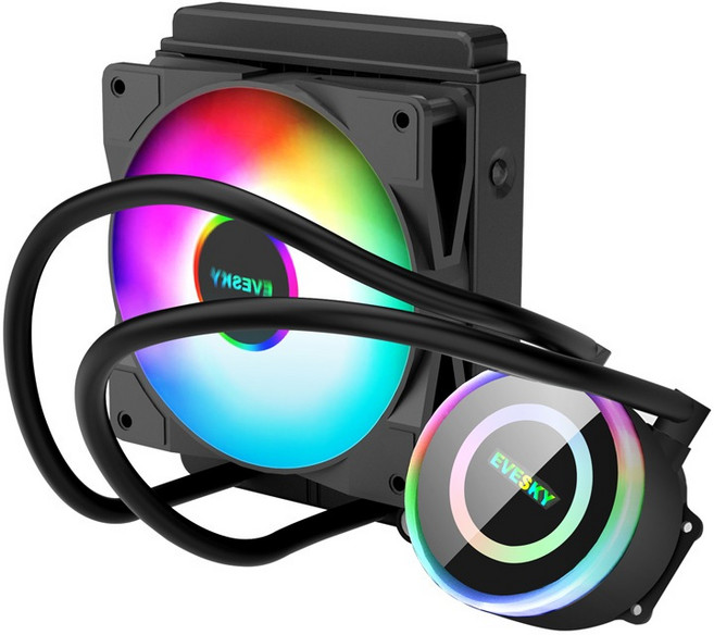 EVESKY CUP 封閉式水冷 RGB CPU 散熱器, 1個, EVESKY封閉水冷120mm, EVESKY CUP, 120mm