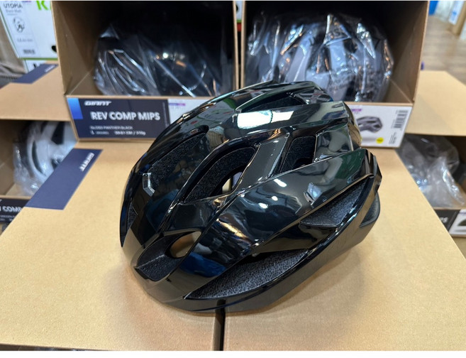 GIANT 捷安特 REV COMP MIPS 黑色 亞洲頭型 公路車安全帽, 亮黑色, 1個