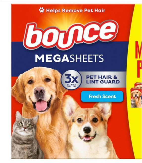 【Bounce】 鐵鎚牌 烘衣紙 柔軟去靜電, 1個, 預防寵物毛髮 65張-清新2盒