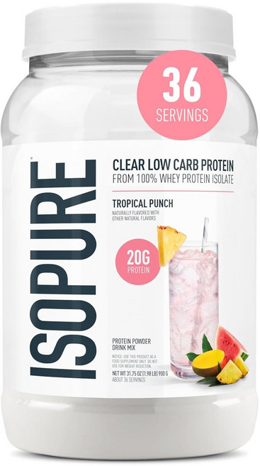 Isopure Clear 低醣分離乳清蛋白 熱帶水果風味, 1個, 900g