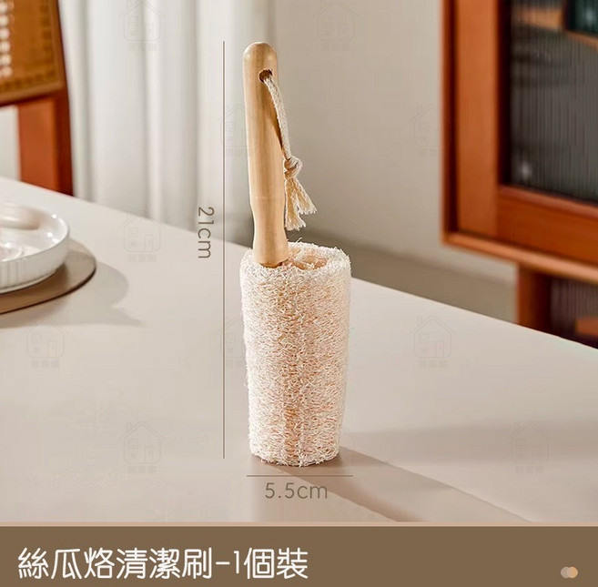 天然絲瓜絡長柄杯刷, 1個, 1隻裝