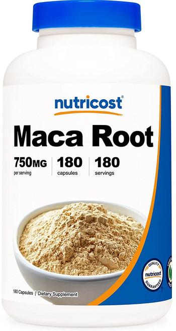 nutricost 瑪卡根無麩質膠囊 750mg, 180顆, 1罐