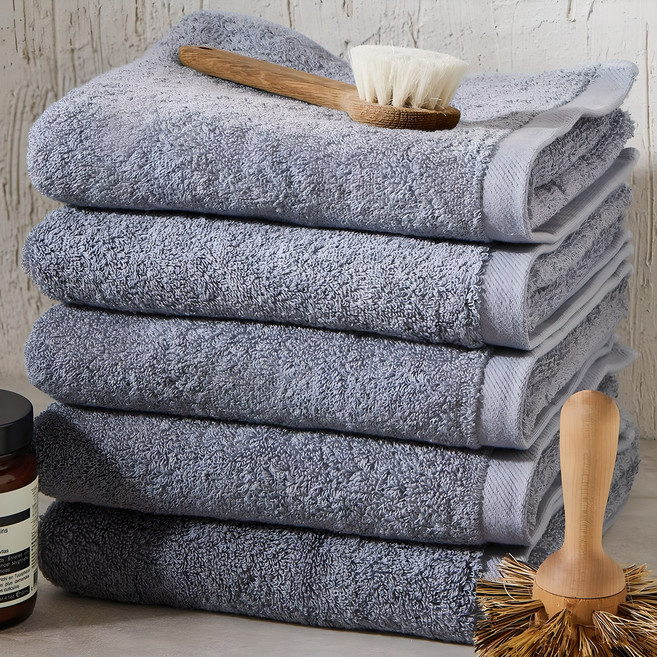 SOFT TOUCH Bath&Living 無螢光劑30支棉野餐毛巾 120g, 5條, 灰色