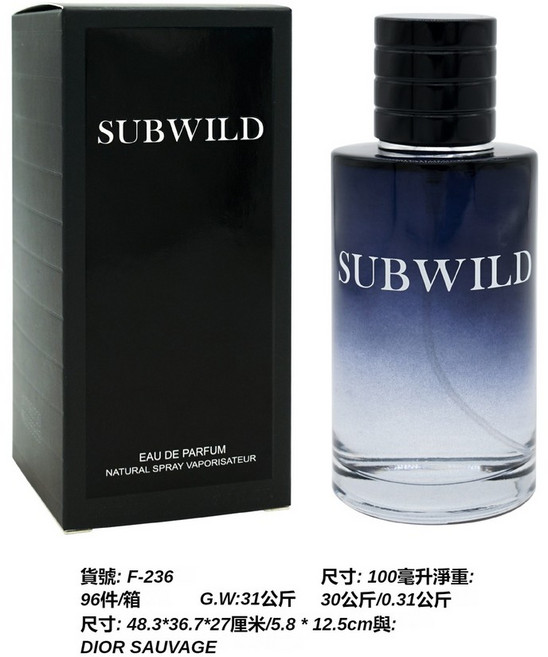 SUBWILD 荒野男士淡香水 100ml 木質調, 1個, 荒野男士-100ml