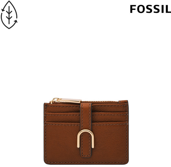 FOSSIL Vada 真皮拉鍊卡夾 咖啡色