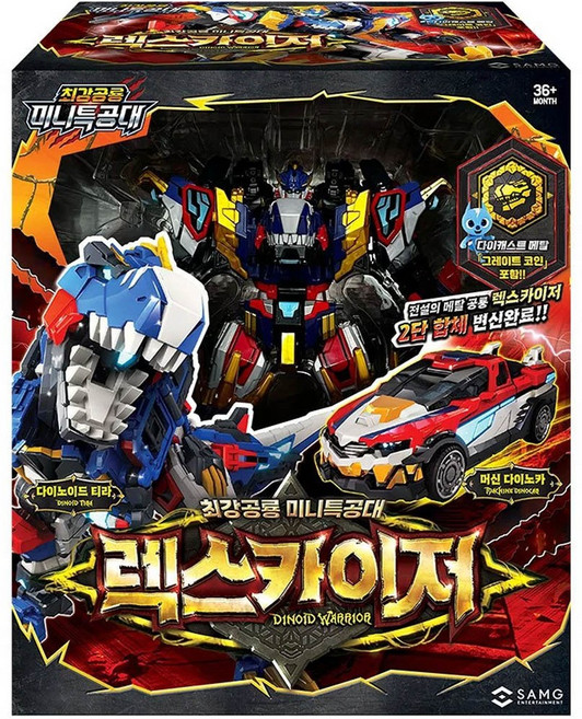 MINIFORCE 迷你特工隊 恐龍 變形 機器人 模型玩具, 1個, SM53040 帝王暴龍