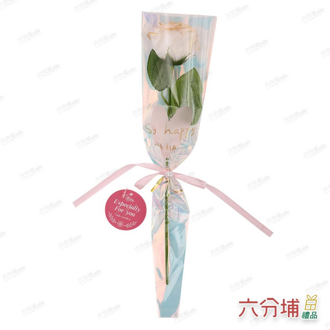 43cm 幻彩膜 香皂玫瑰花束 單支 禮品 緞帶包裝, 漸層黃, 1件