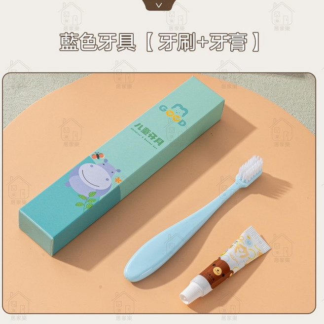 兒童牙刷牙膏組 軟毛牙刷, 1個, 藍色牙具 【牙刷+牙膏】