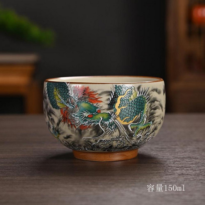 汝窯琺瑯彩開片主人杯茶杯 陶瓷禮品, 青龍禪定杯150ml 80 - 170ml, 1個