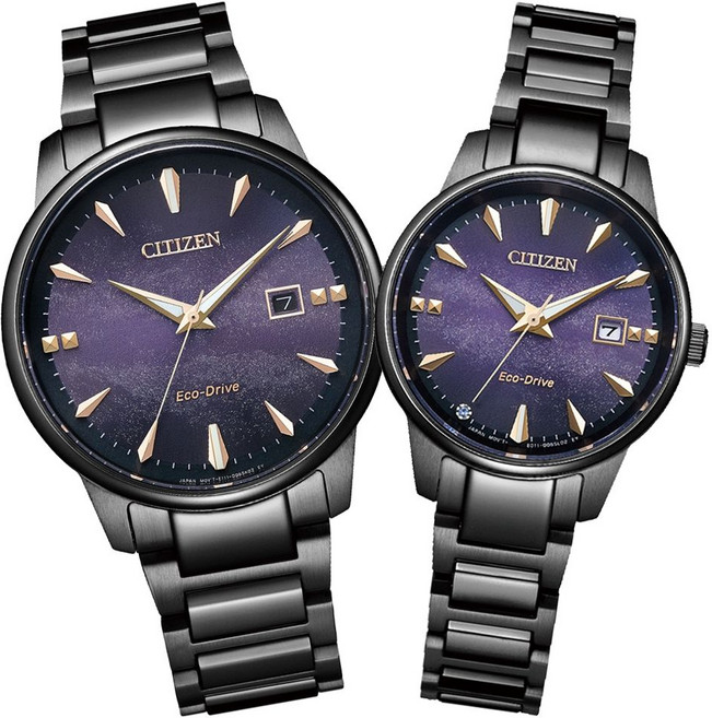 CITIZEN 星辰 紫夜星河 光動能情侶對錶 BM7595-89X EW2595-81X