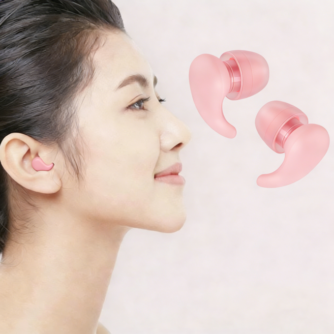 防噪音耳塞 睡眠靜音矽膠耳塞, 1個, 櫻花粉, 2個裝
