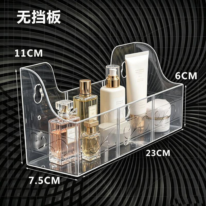 浴室收納盒 免打孔吸盤壁掛置物架 方便收納, 1個, 合理利用空間透明-短款