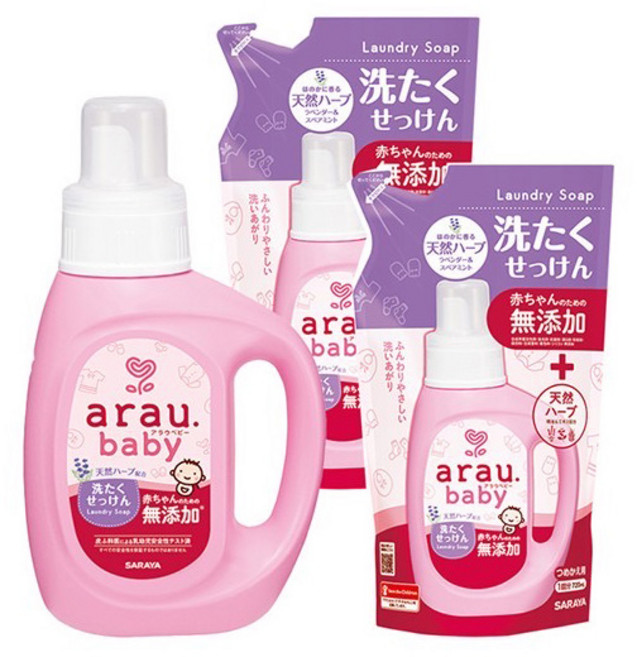 arau baby 無添加洗衣液 800mlx1 補充包720mlx2, 2.24L, 1組