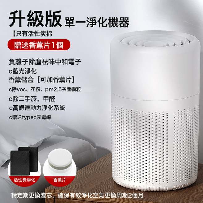 小型禮品桌面淨化器除二手煙除PM2.5家用室內淨化機, 無規格, EJ-JHQ01【小白空氣淨化器】單一淨化【中文版】
