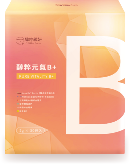 醇粹親妍 醇粹元氣B群 酵母B群 金盞花 活力保健 1盒 30包, 2公克