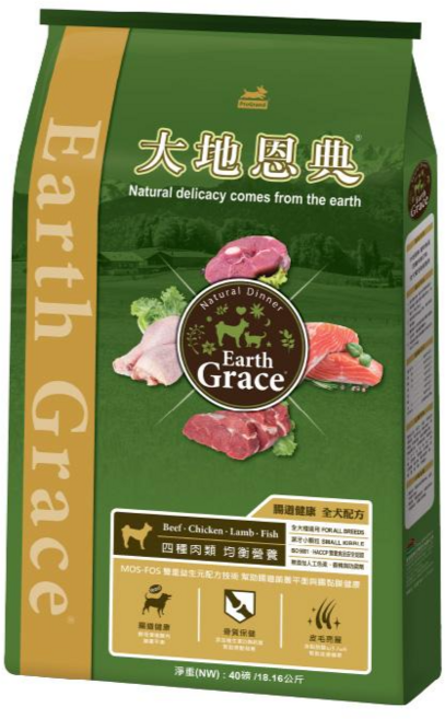 Earth Grace 大地恩典 四種肉類綜合營養犬糧, 18.16kg, 1個, 牛肉