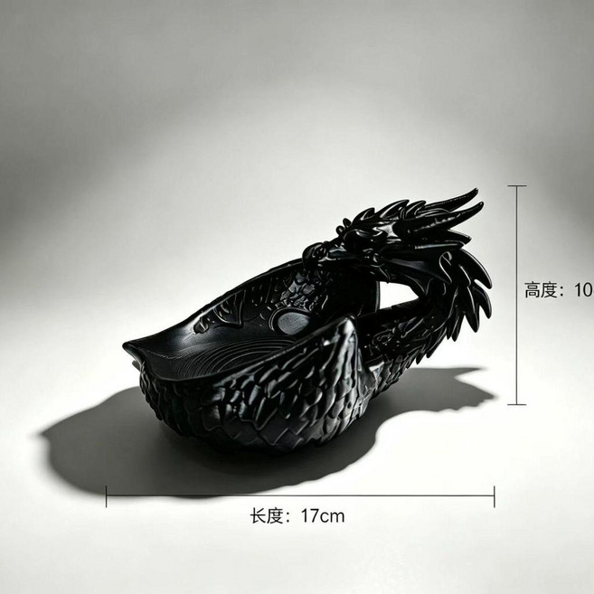 龍形收納盤 桌面鑰匙零錢收納盒, 1個, 龍形收納盤,黑色(長17寬14高10)