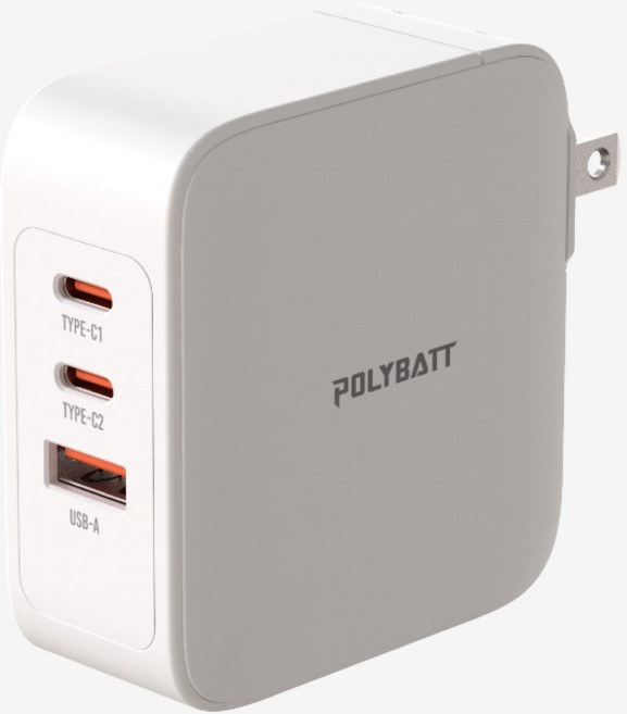 POLYBATT GaN13-100W 氮化鎵旅行充電器, 白色, 1個