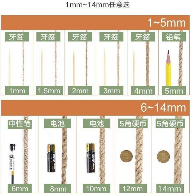 復古手工編織裝飾麻繩, 1個, 2mm麻繩100米