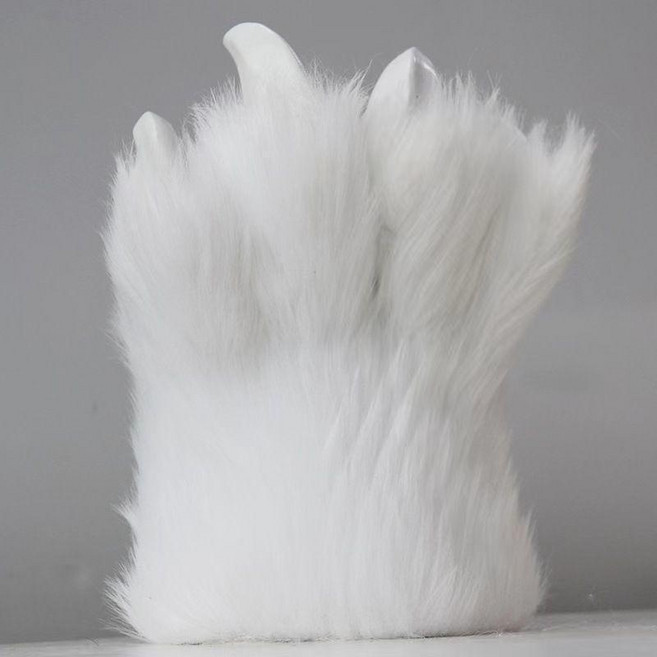 銀色狼髮泡塑料動物面具, 1個, 銀色, 四指毛絨手套