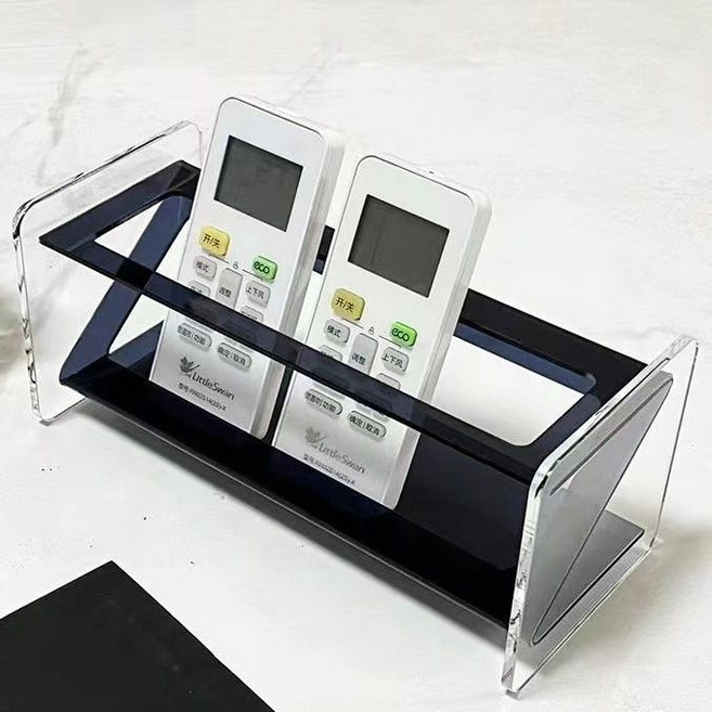 貝貝 亞克力 遙控器 收納架 桌面 置物架, 透黑色, 1個