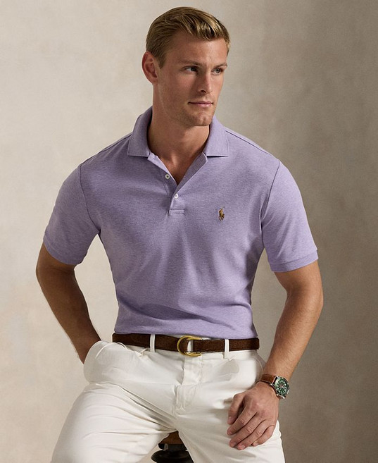 Polo Ralph Lauren 남성용 클래식핏 부드러운 면 폴로 셔츠 - Purple Heather 248615
