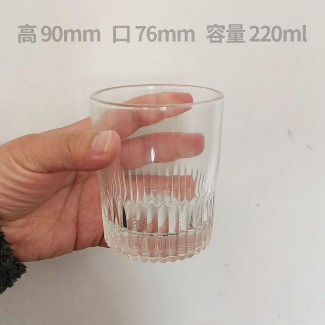 日式條紋玻璃漱口杯 簡約輕奢復古水杯, 1個, 透明小 單個