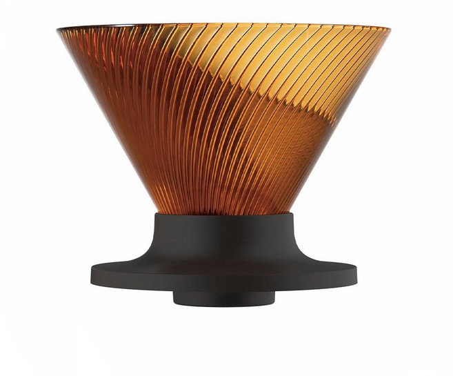 HARIO V60 NEO 樹脂濾杯 02(1-4人份) 72條肋條 流速順暢, 琥珀色, 1個