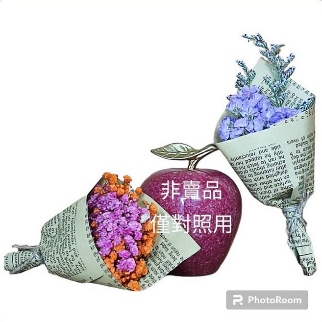 乾燥花束 玫瑰乾燥花 迷你花束, 小花束 雙束 小花粉紅-橘+大紫