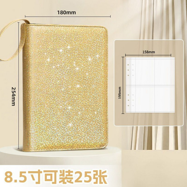 卡冊 活頁收藏冊 拍立得 皮質卡牌收納冊, 1個, 黃色 2025新款