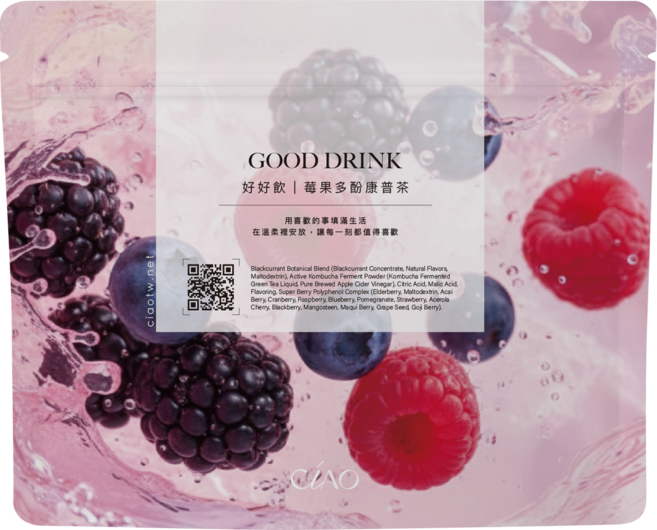 CIAO LIFE 日喬恩 GOOD DRINK 好好飲 黑醋栗莓果多酚康普茶, 1個