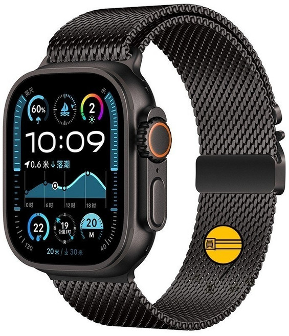 米蘭磁吸錶帶 適用 Apple Watch 蘋果手錶錶帶, 米蘭機甲-黑色,三代42/44/45/46mm, 1個