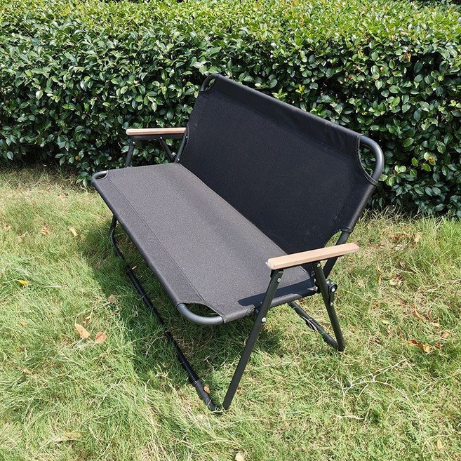 【Shark家具】雙人戶外露營椅,折疊克米特椅,加寬加厚坐墊,耐磨休閒椅, 雙人椅 黑色(加粗), 1個