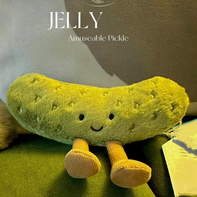 JELLY Amuseable Pickle 毛絨玩偶, 1個, 綠色, 26cm