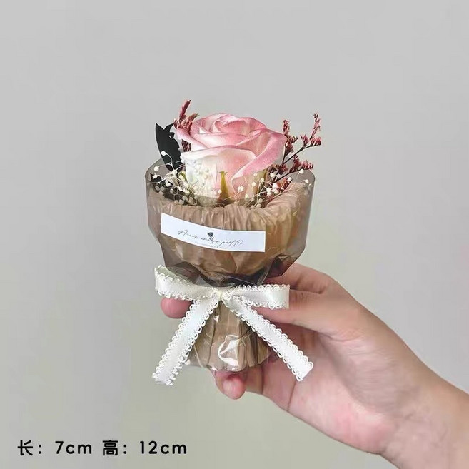 【芽米栗】迷你玫瑰花束 乾燥花 永生花 玫瑰 仿真花 生日禮物 婚禮小物, 粉玫瑰