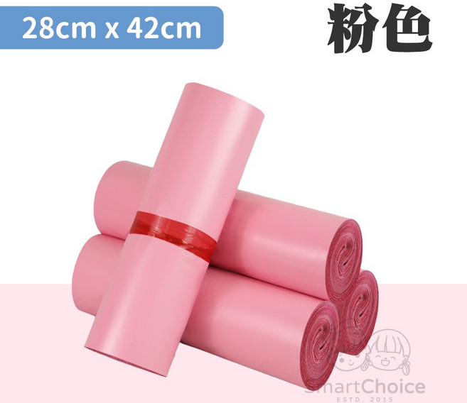 SmartChoice 物流破壞袋 加厚不透光快遞袋 28x42cm 粉色 100入, 1個, 粉色|100入|28x42