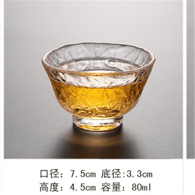 錘紋玻璃品茗杯 小茶杯 80毫升, 1個, 厚底小碗,80毫升