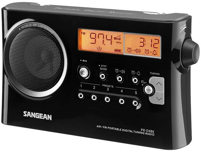 SANGEAN 山進 AM/FM 二波段 數位式時鐘收音機 黑色 PR-D4BK / PRD4BK