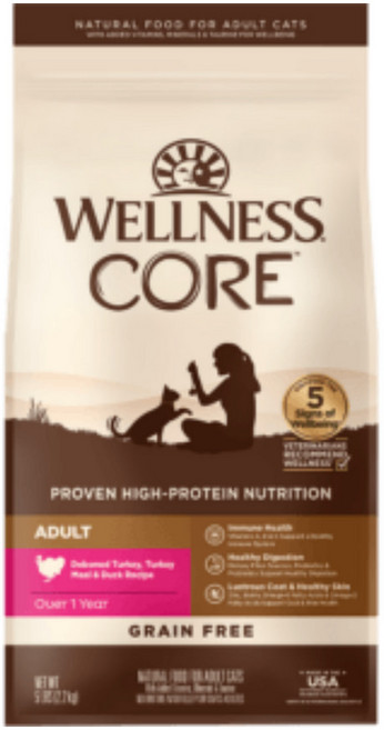 WELLNESS 寵物健康 成貓 CORE 無穀系列 乾飼料, 新鮮鴨肉, 4.9kg, 1袋