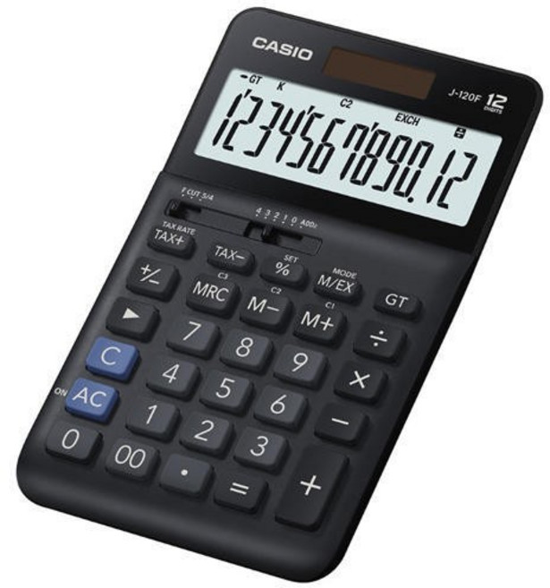 CASIO J-120F 大型顯示幕計算機 12位數 獨立記憶體, N/A, 1個