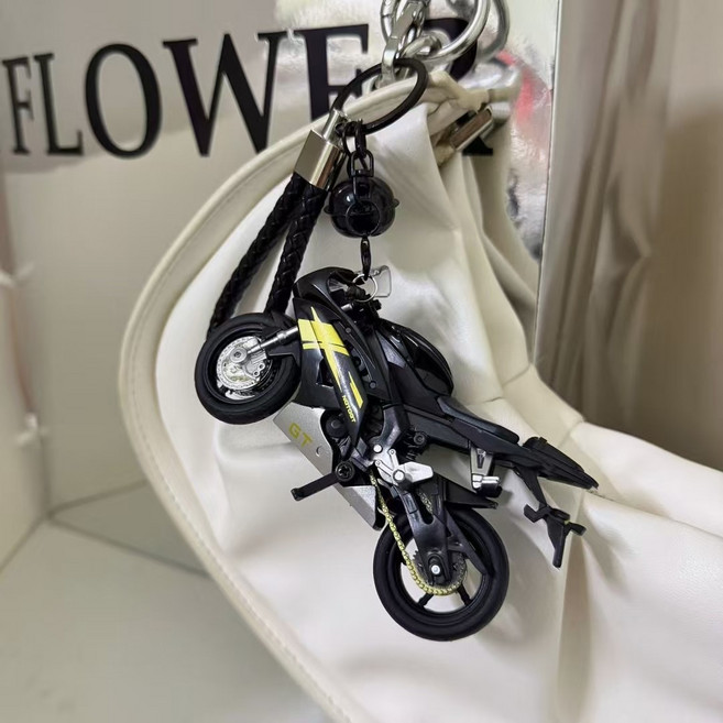 機車造型鑰匙圈掛飾 忍者/雅馬風格鈴鐺吊飾, 袋裝 - 黑色雅馬ins風鈴鐺掛飾, 1個