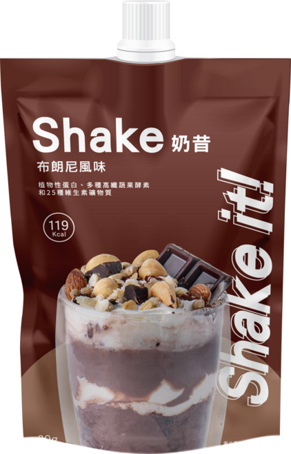 【嚴萃】Shake it! 低卡奶昔 - 布朗尼口味, 30g, 1個