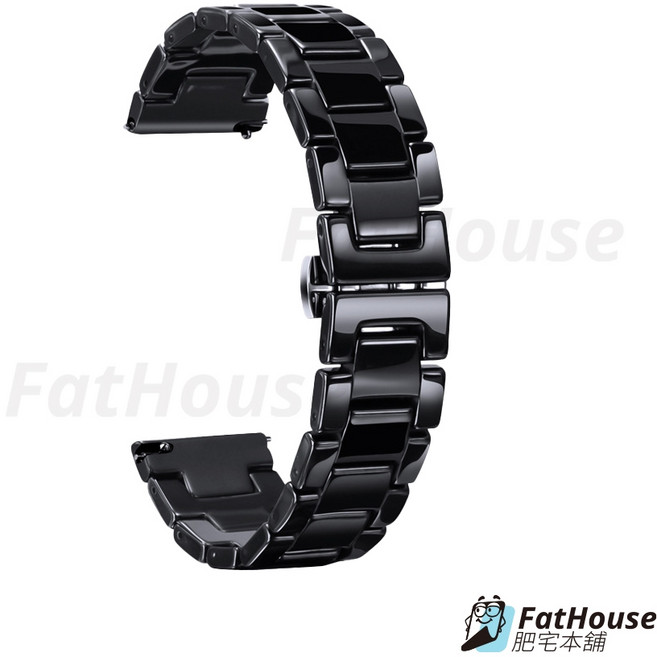 GARMIN SQ2 平口錶帶, 1個, 三板陶瓷黑色錶帶,20mm(Venu sq/sq2 )